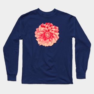 Red Orange Dahlia Flower Abstract Nature Art Long Sleeve T-Shirt